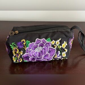 Ethnic Floral Embroidered Black and Purple Bag